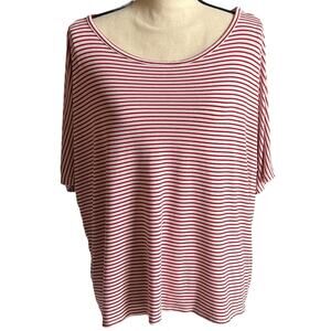 Dressbarn Split Sleeve Red & White Top Size XL